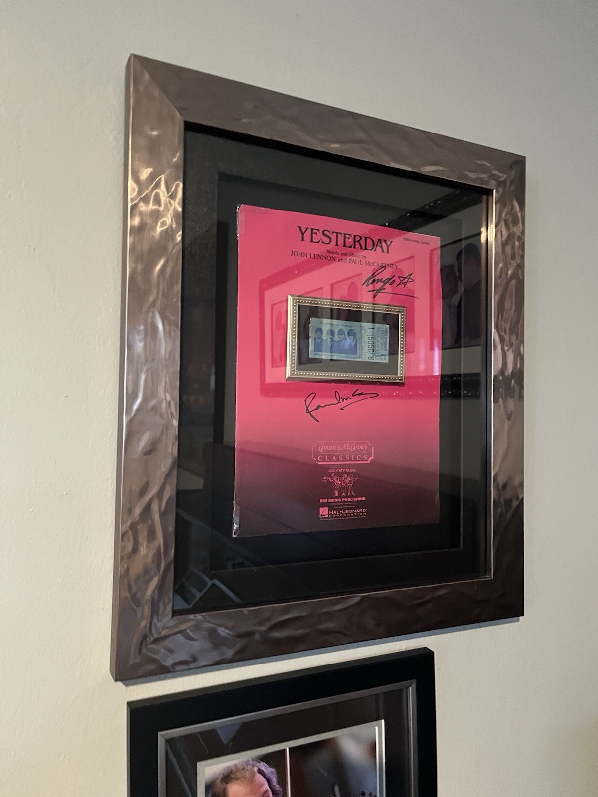 Framed Mounted The Beatles Yesterday w/ Signatures & Original ‘65 Show Ticket Framed Mounted The Beatles Yesterday w/ Signatures & Original ‘65 Show Ticket