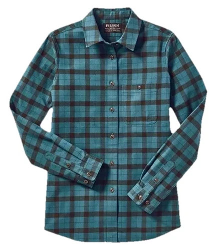 Filson Women\'s Alaskan Guide Shirt Emerald Forest Green Plaid 8-oz Flannel Small