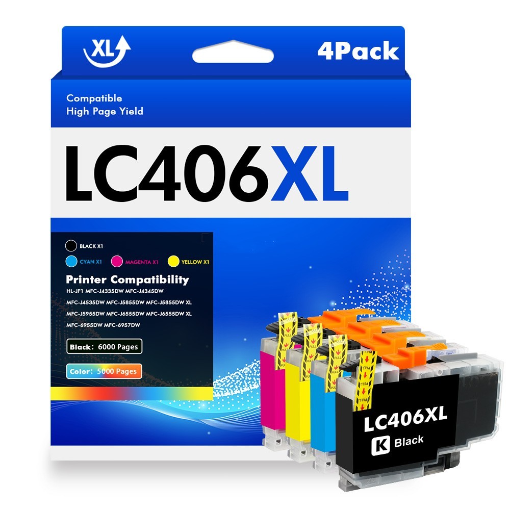 4PK Compatible LC406XL LC-406 Extra Capacity Ink Cartridge for Brother Printer