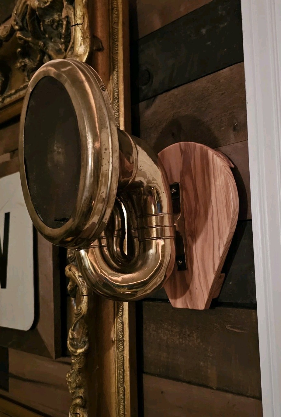 Awesome Antique Brass Rubes Model T Horn with a Custom Wall Mount
