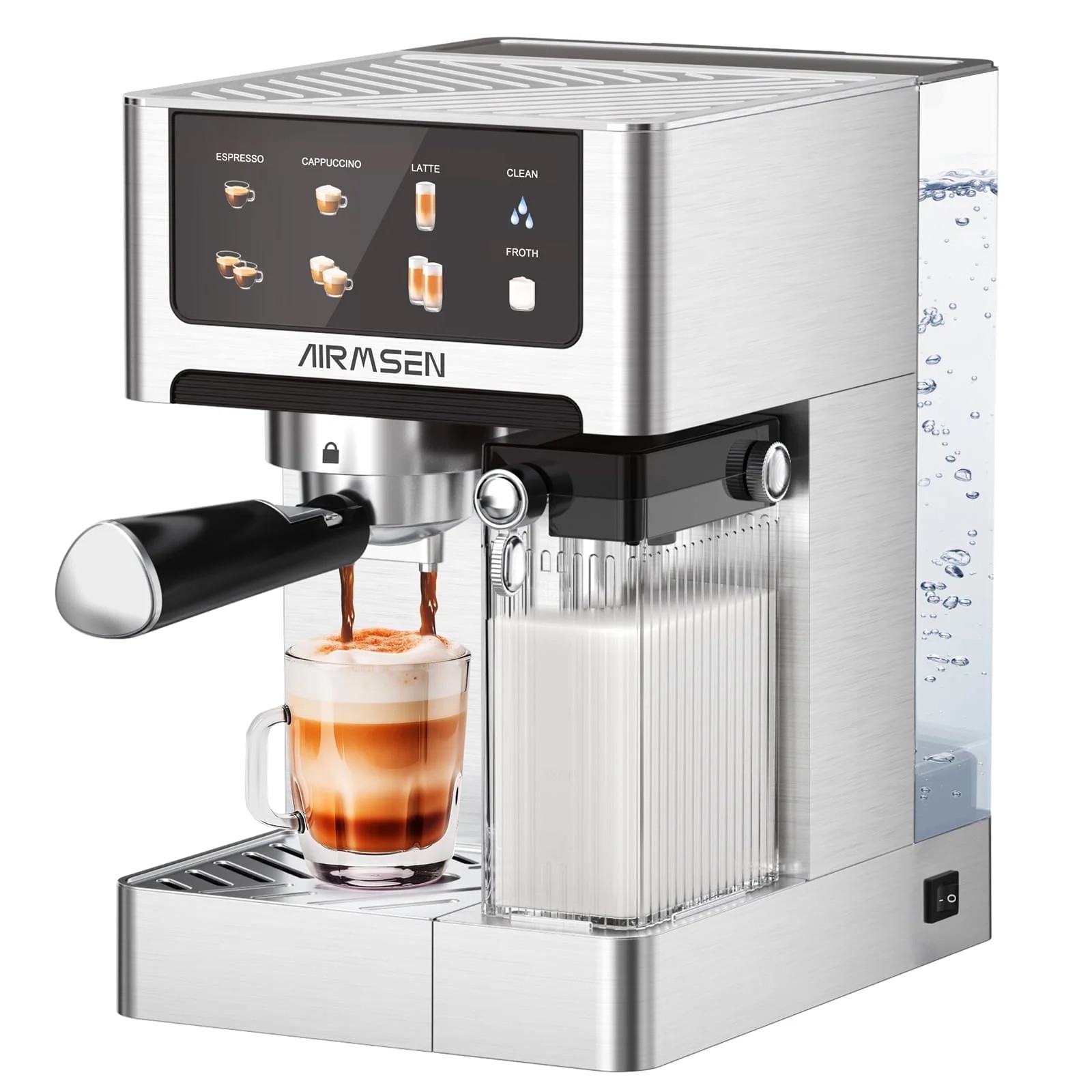 AIRMSEN BCM2308-WL 20 Bar Cappuccino Latte Machines with Automatic Milk Frothe