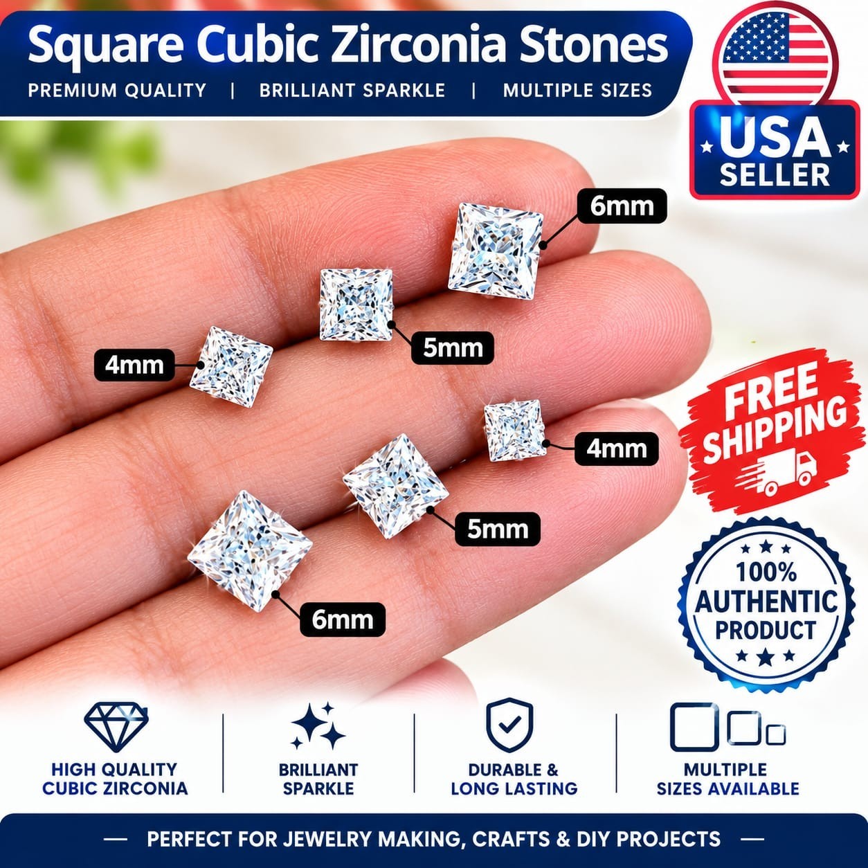 Men Women Kids Luxury White 925 Sterling Silver Square Diamond Cut Stud Earrings