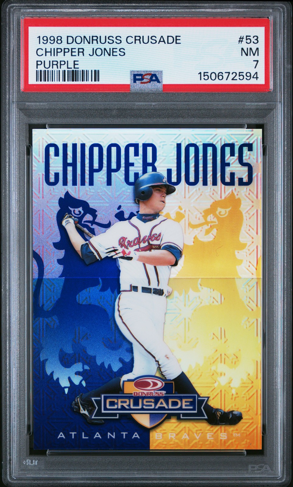 1998 Donruss Crusade #53 Chipper Jones Purple PSA 7 # /100