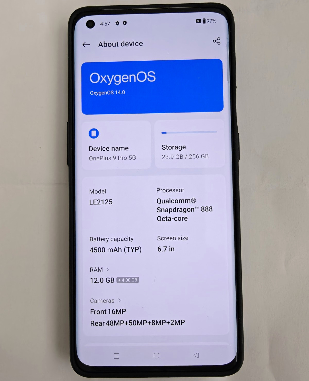 OnePlus 9 Pro 5G 256GB 12GB Silver Snapdragon 888 6.7in 48MP LE2125