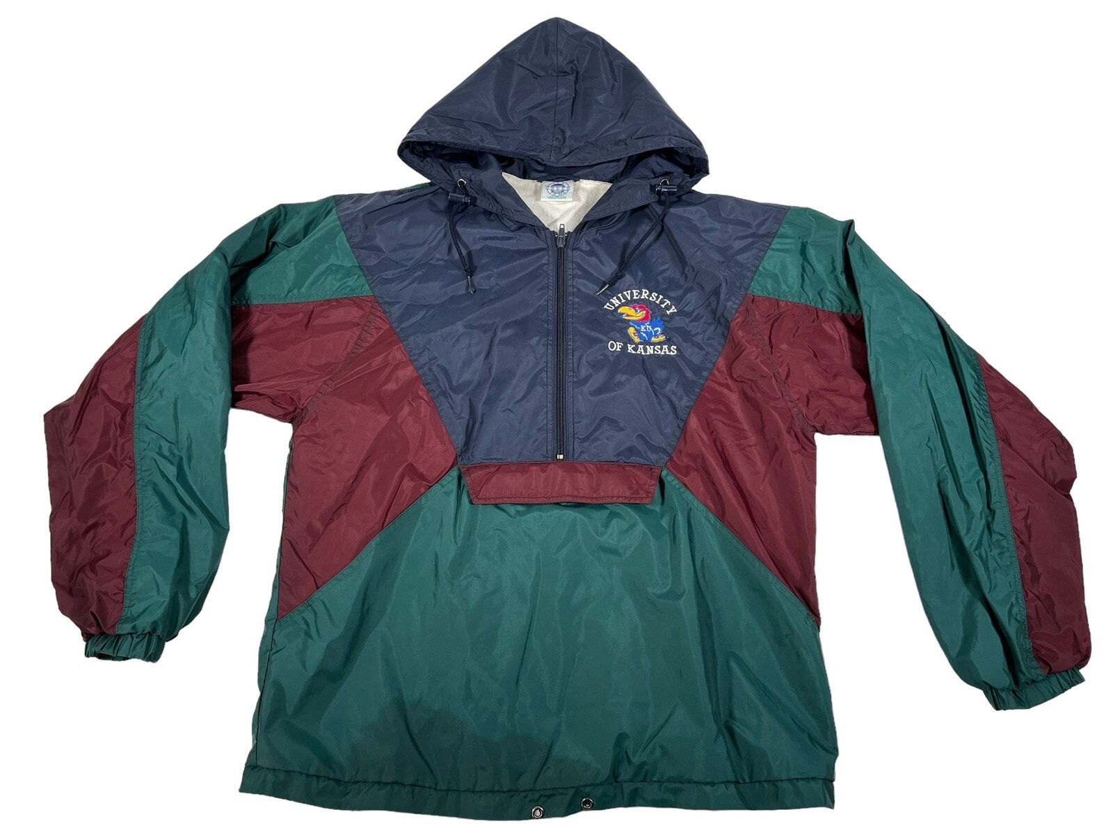 Kansas University Jayhawks 1/2 Zip Colorblock Windbreaker Hoodie X-Large