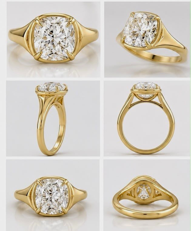 Cushion 3ct IGI certified EVS1 14kt yellow/white gold ring size all available Cushion 3ct IGI certified EVS1 14kt yellow/white gold ring size all available