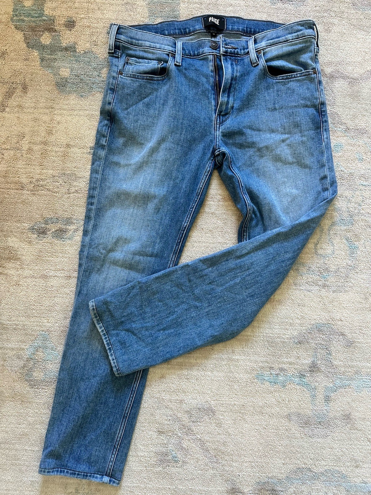 Paige Lennox Jeans Mens 33x28 Blue Slim Tapered Stretch Denim Pants Casual