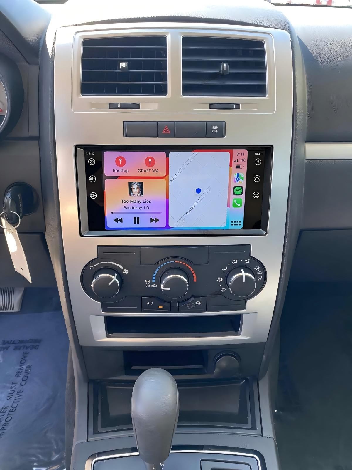 For 2008-2010 Dodge Charger In Dash Radio Rotated Android 14 Stereo CarPlay GPS