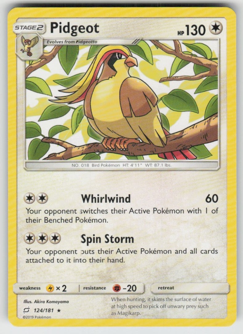 Pidgeot 124/181 Rare SM - Team Up Pidgeot 124/181 Rare SM - Team Up
