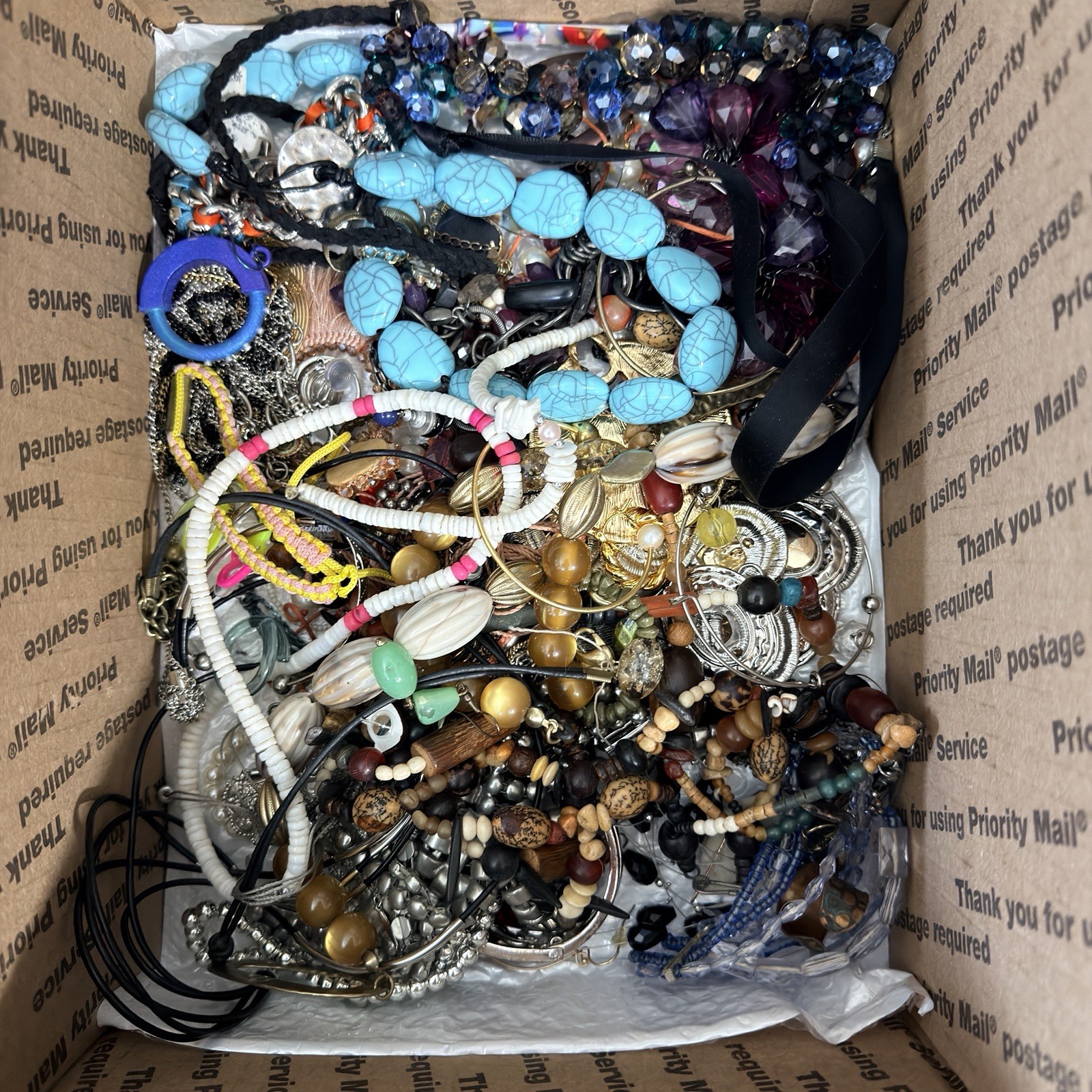 Vintage to Now Craft Jewelry Lot 17 lbs Repurpose FULL Box Broken Bits