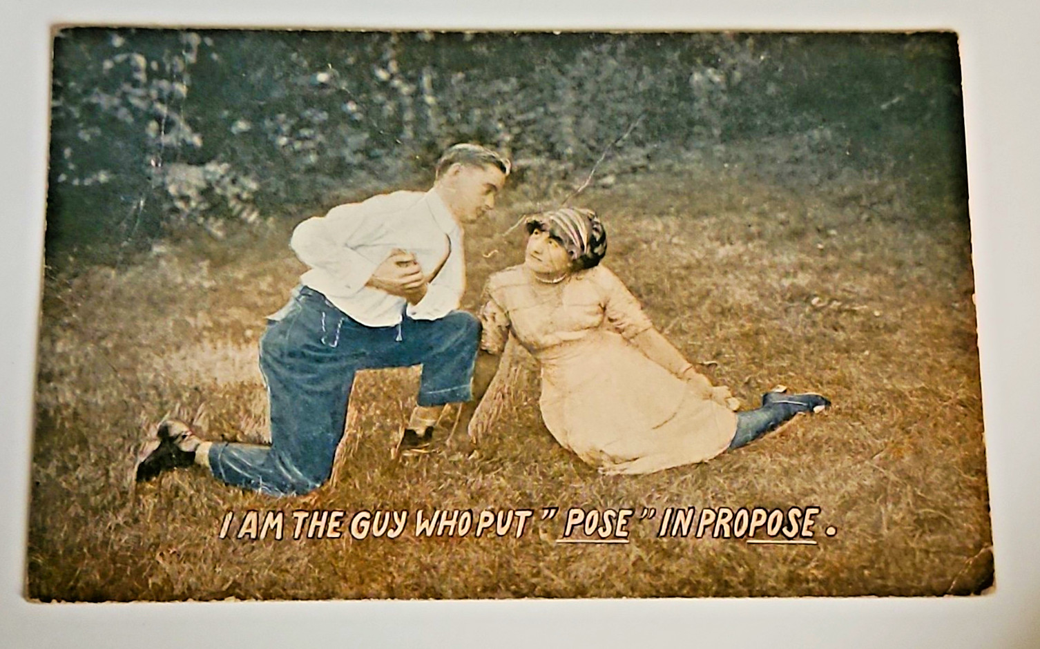 Antique Vintage 1912 Postcard Put Pose In Propose Comic Romance Theochrom Used Antique Vintage 1912 Postcard Put Pose In Propose Comic Romance Theochrom Used