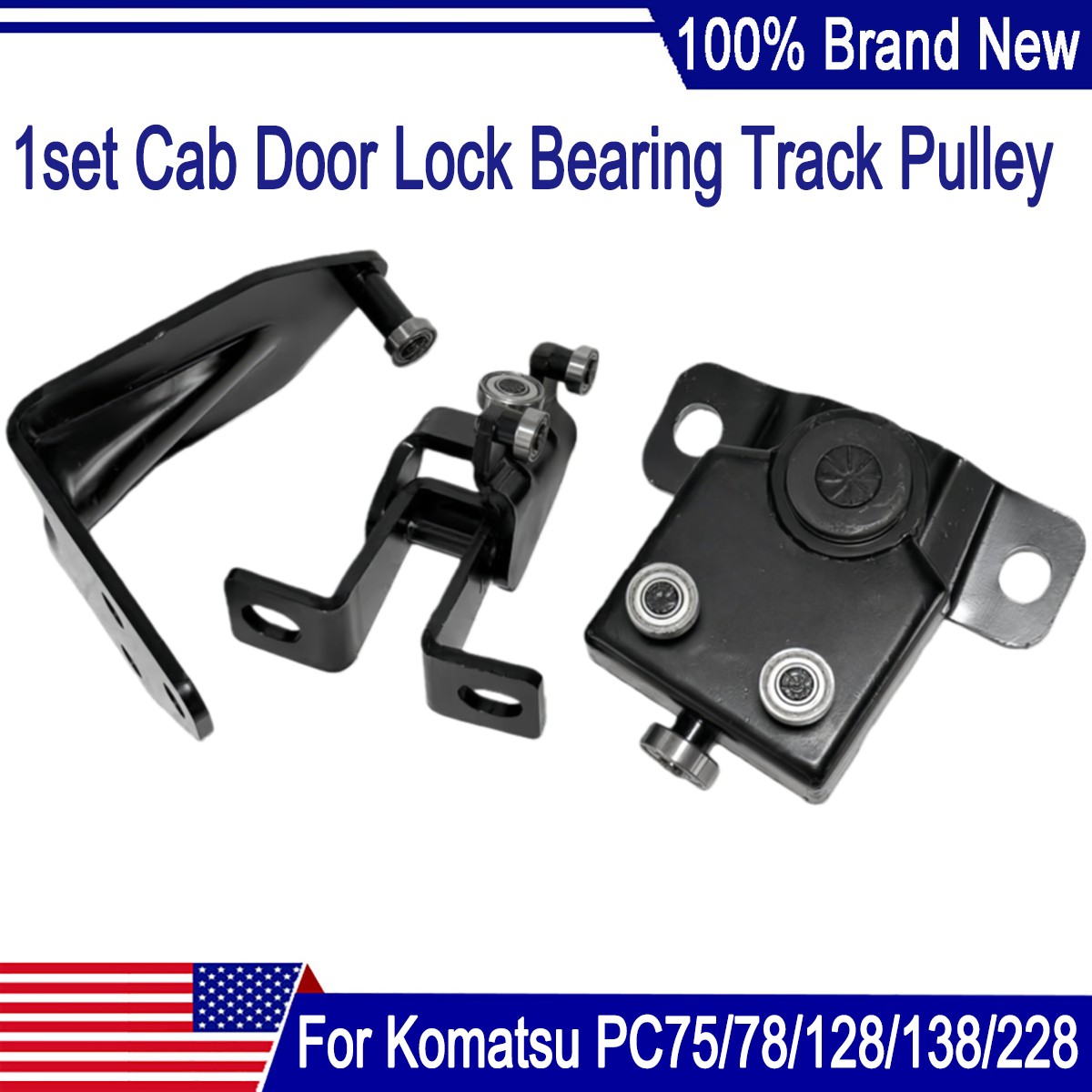 1set Cab Door Lock Bearing Track Pulley For Komatsu PC75/78/128/138/228 PC78US-6