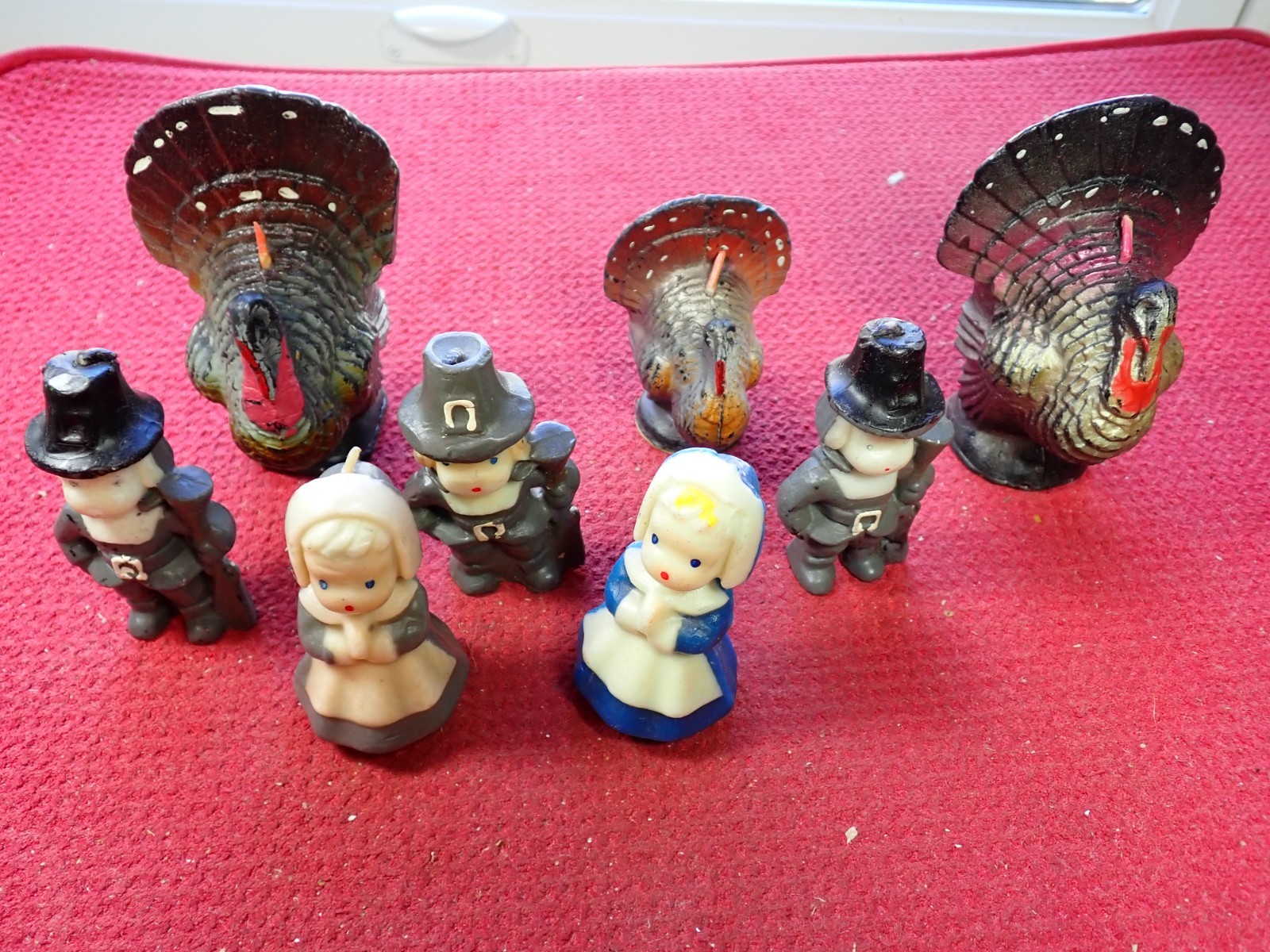 Vintage Seven (7) Gurley Turkey & Pilgrim Thanksgiving Candles Vintage Seven (7) Gurley Turkey & Pilgrim Thanksgiving Candles