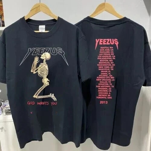 Kanye West Yeezus Tour 2013 God Wants You Black Cotton Unisex T Shirt S-5XL