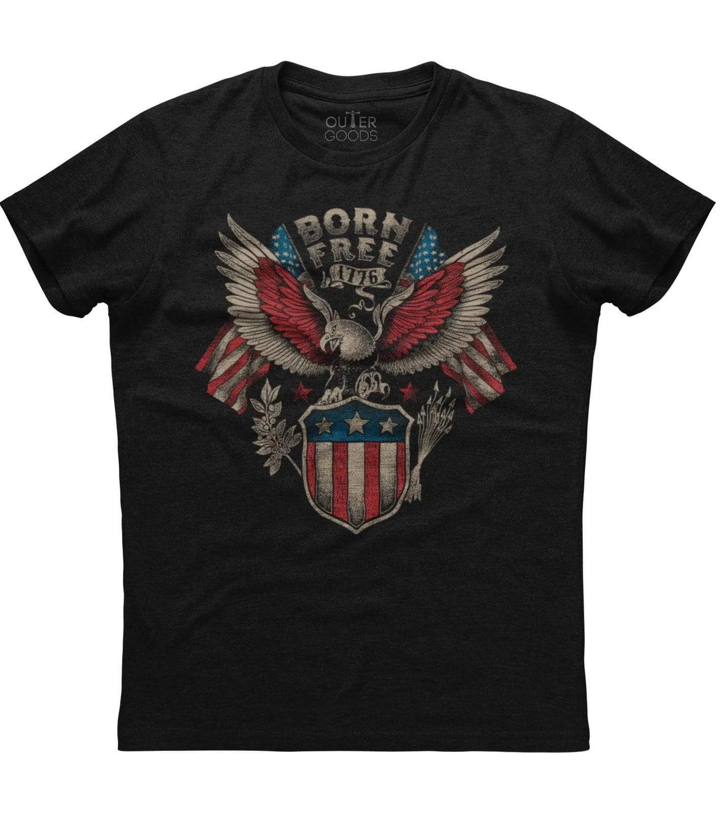Born Free, USA Flag Eagle Printed Men's New Patriotic Trending Black T-shirt Born Free, USA Flag Eagle Printed Men's New Patriotic Trending Black T-shirt