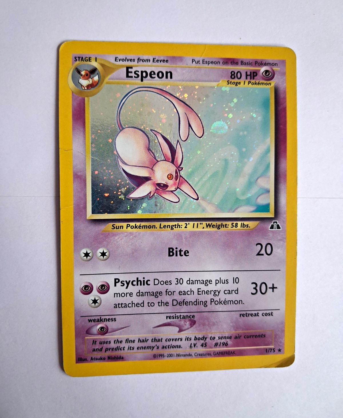 Espeon 1/75 Neo Discovery Holo Rare Unlimited 2001 English 80 HP Espeon 1/75 Neo Discovery Holo Rare Unlimited 2001 English 80 HP