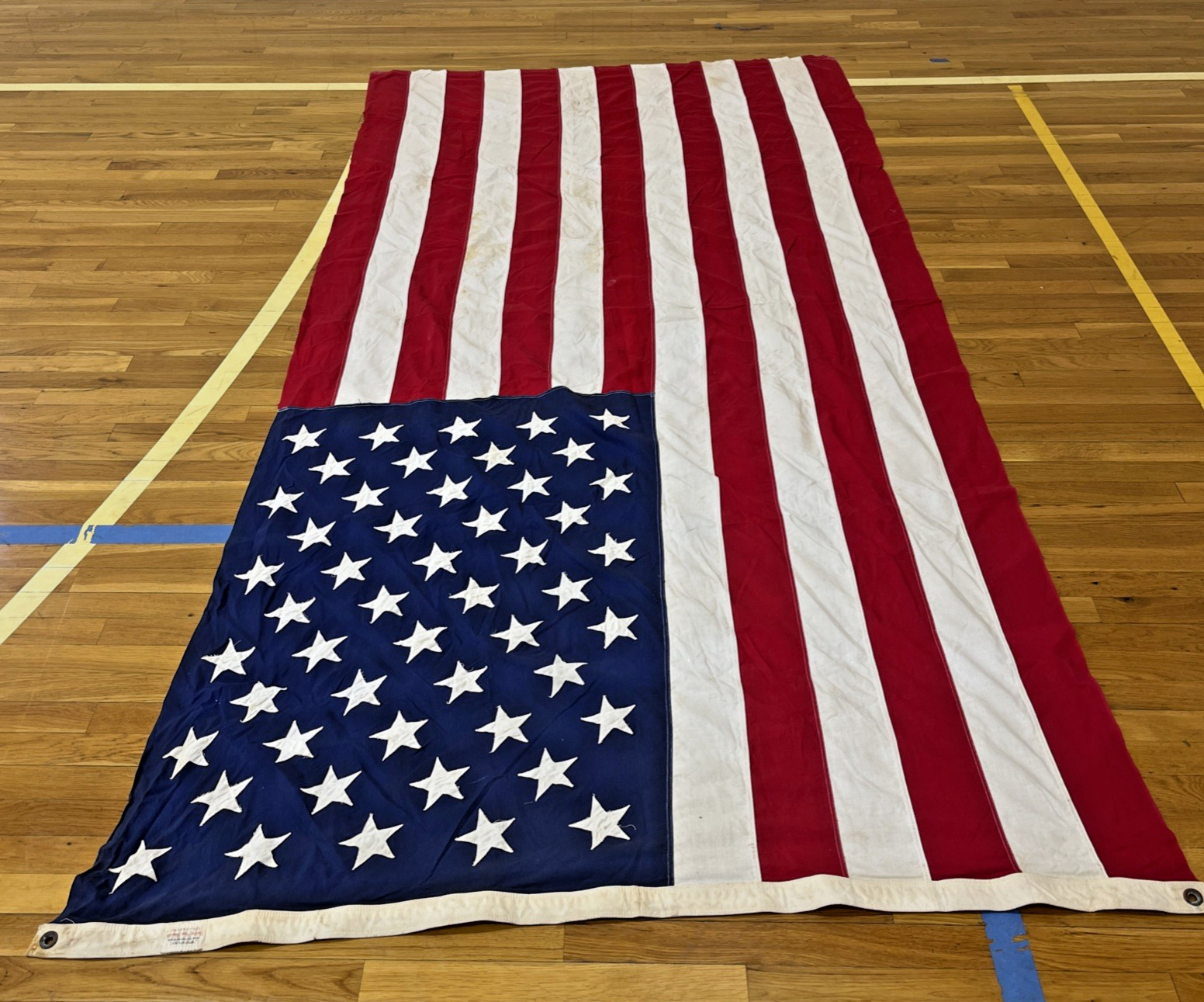 XL Vintage American Flag Cotton Sewn Stars & Stripes USA 58x114 Valley Forge, Pa