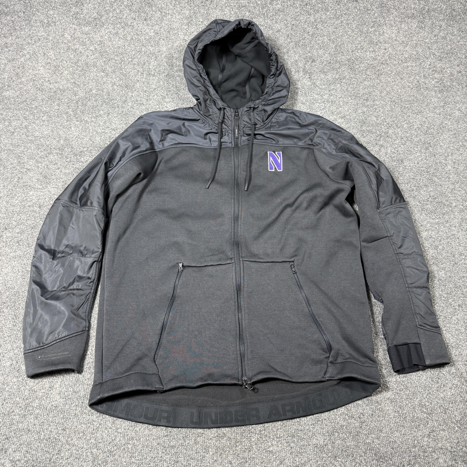 Northwestern Wildcats Jacket Mens XL Black NCAA Football Under Armour Hooded