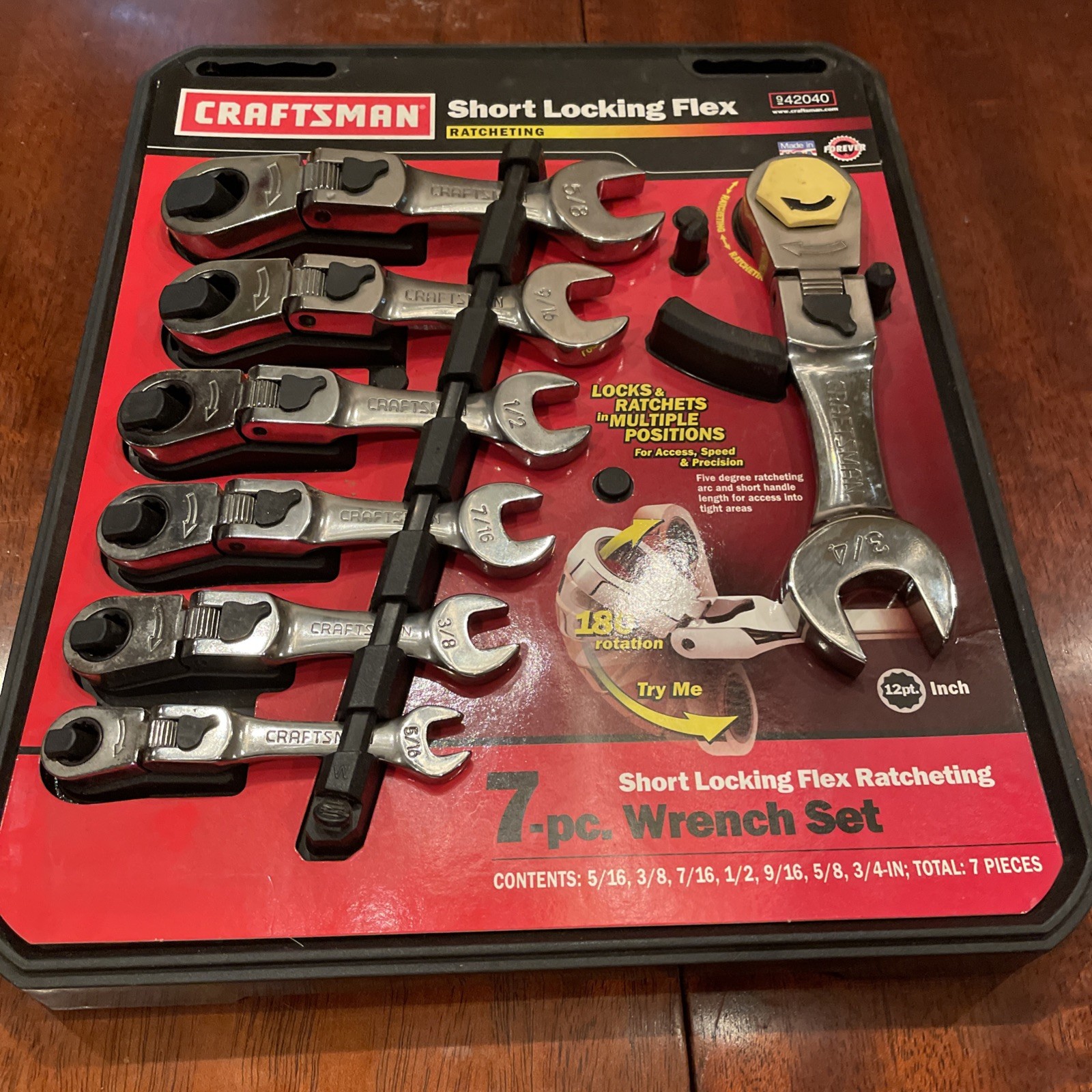 Pristine Vintage MUSA Craftsman 7 Pc Short Locking Flex Ratcheting Wrench Set