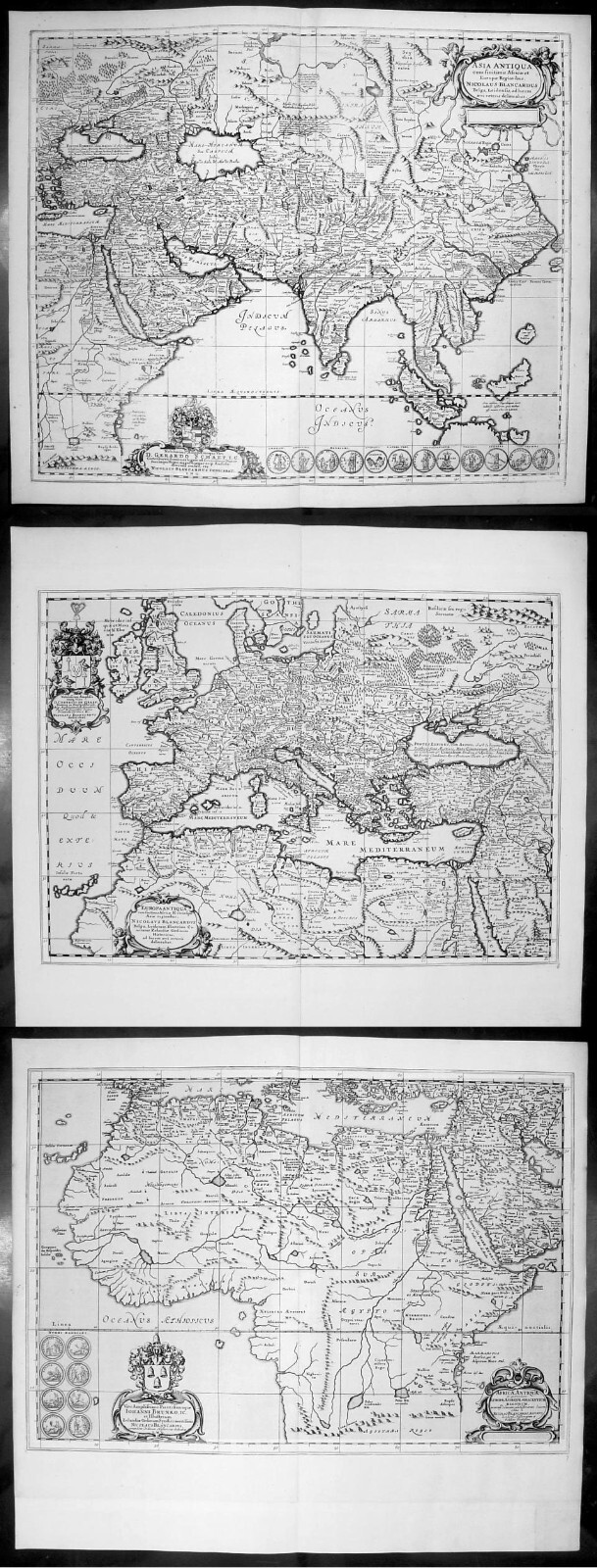 1650 Jan Jansson & Nicolaas Blankaert 3 Large Antique Maps Europe, Asia & Africa 1650 Jan Jansson & Nicolaas Blankaert 3 Large Antique Maps Europe, Asia & Africa