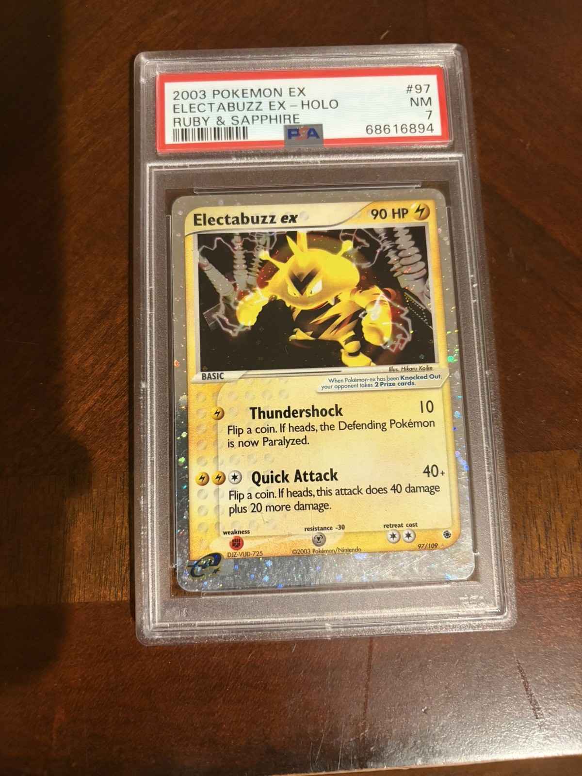 ELECTABUZZ ex Holo 2003 Pokemon EX Ruby & Sapphire 97/109 PSA 7 NM ELECTABUZZ ex Holo 2003 Pokemon EX Ruby & Sapphire 97/109 PSA 7 NM
