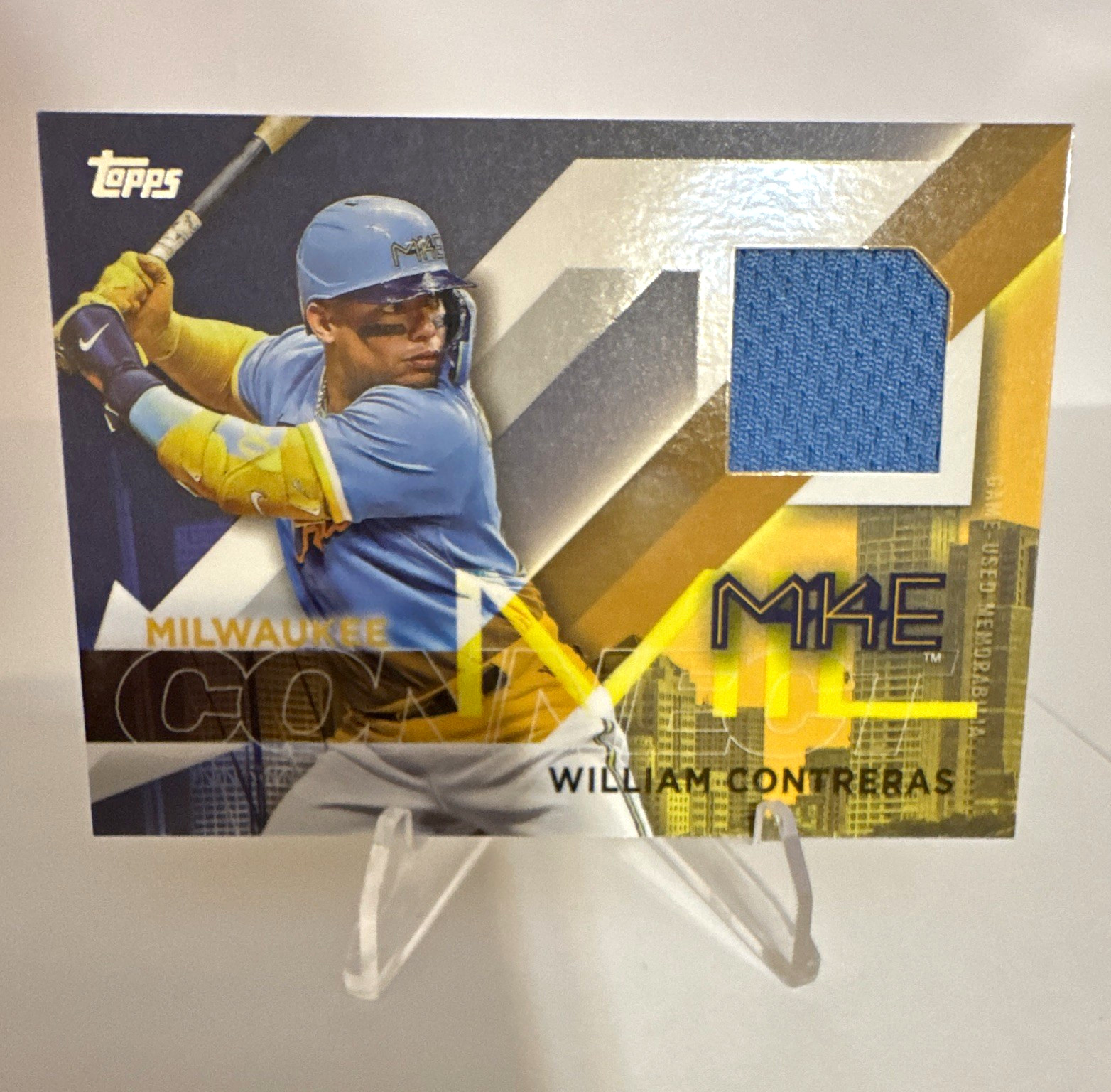 Topps 2024 Series 1 City Connect Swatch Relic William Contreras Brewers CC-WC Topps 2024 Series 1 City Connect Swatch Relic William Contreras Brewers CC-WC