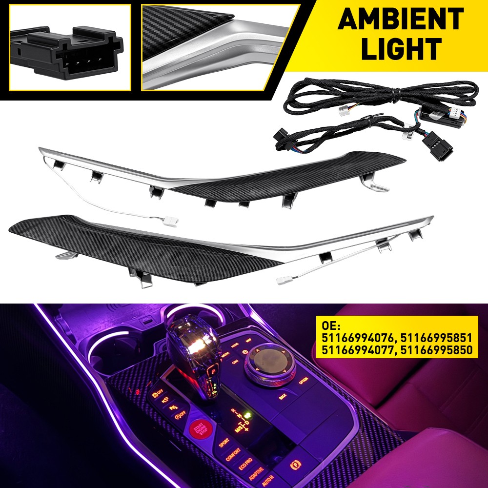 For BMW G20 G21 G23 G26 RGB LED Center Console Ambient Light Trim Carbon Fiber