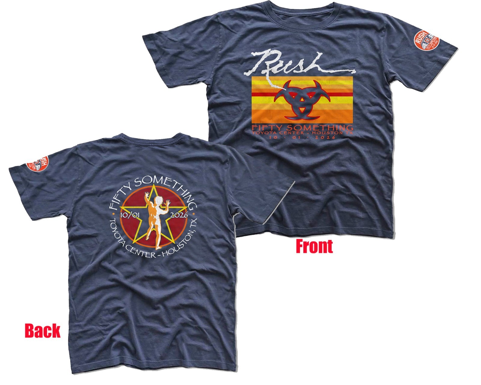 Rush Fifty Something 2026 Houston TX Toyota Center Oct 1 Concert T-Shirt Reprint