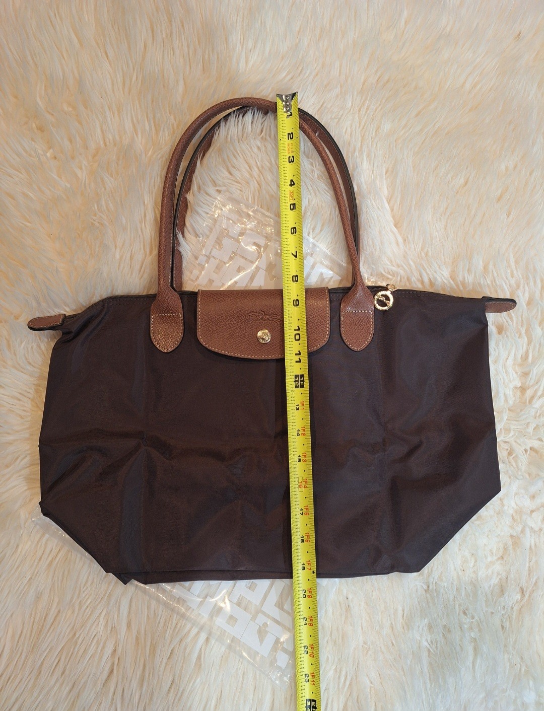 Longchamp Medium  Le Pliage Brown Nylon Leather Tote Bag Never used no tags