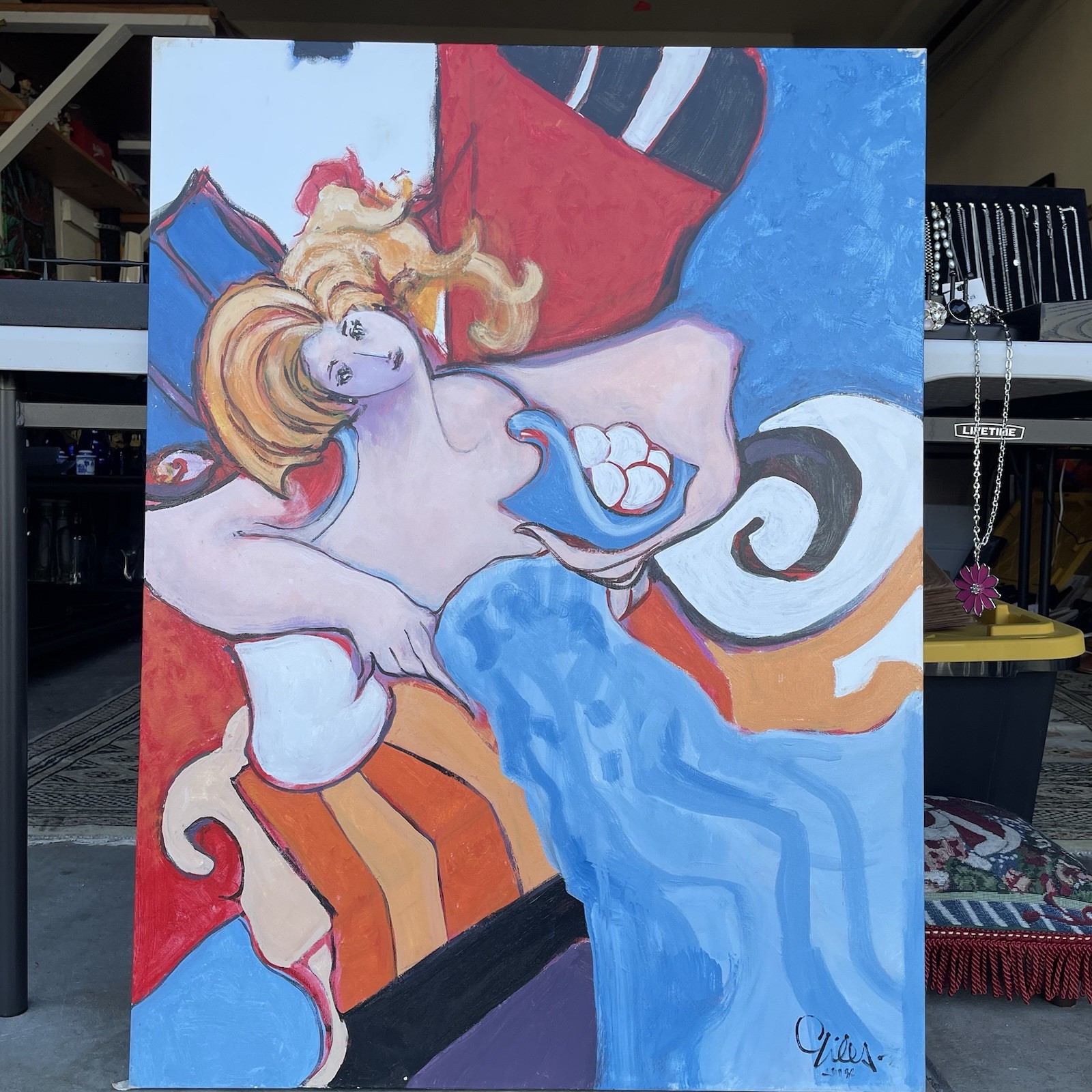 Giles Parish Original Painting Sigd 2004 Large Canvas Contemporary Fine Art OOAK