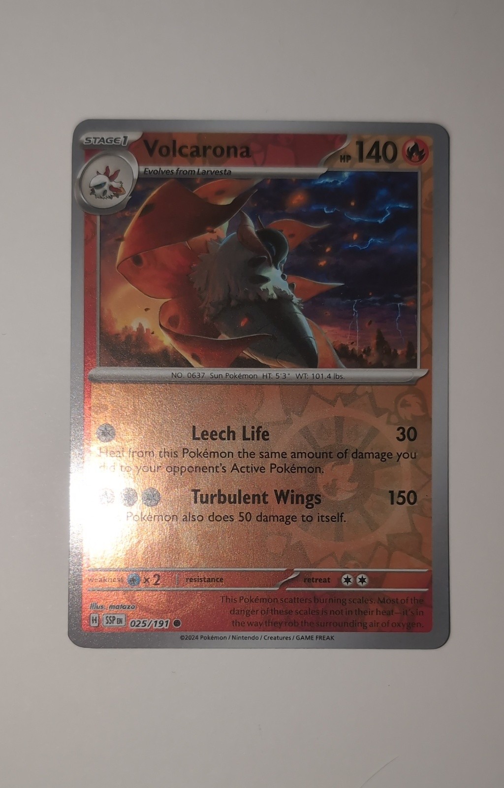 Volcarona 025/191 Sv08: Surging Sparks Reverse Holo