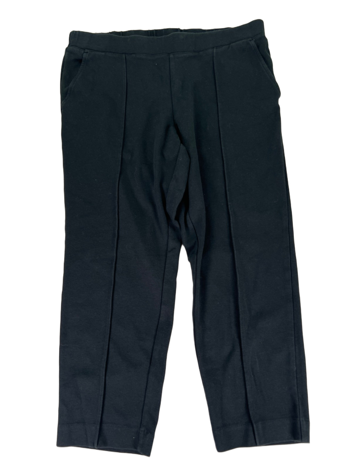 J.Crew Women\'s Black Seamed Front Pull On Straight Leg Pants - L Petite