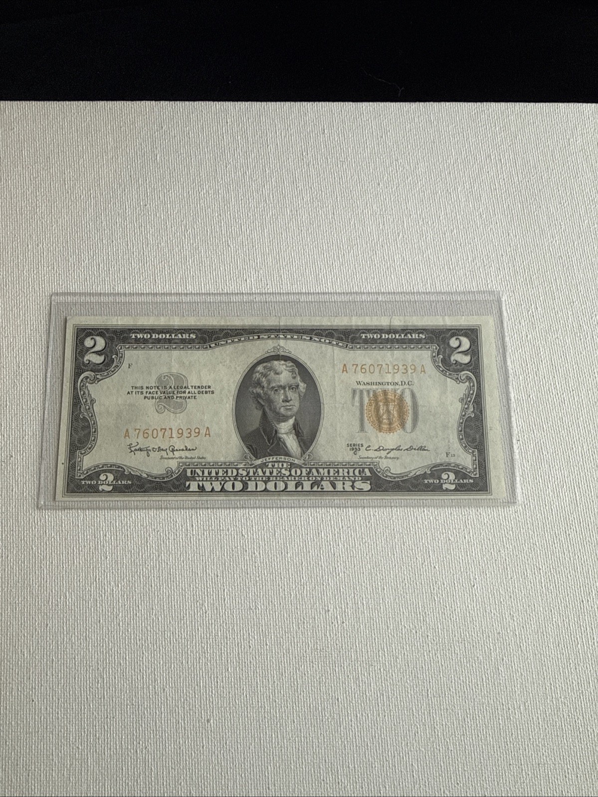 1953 A  $2  Dollar Bill  Yellow SEAL Note