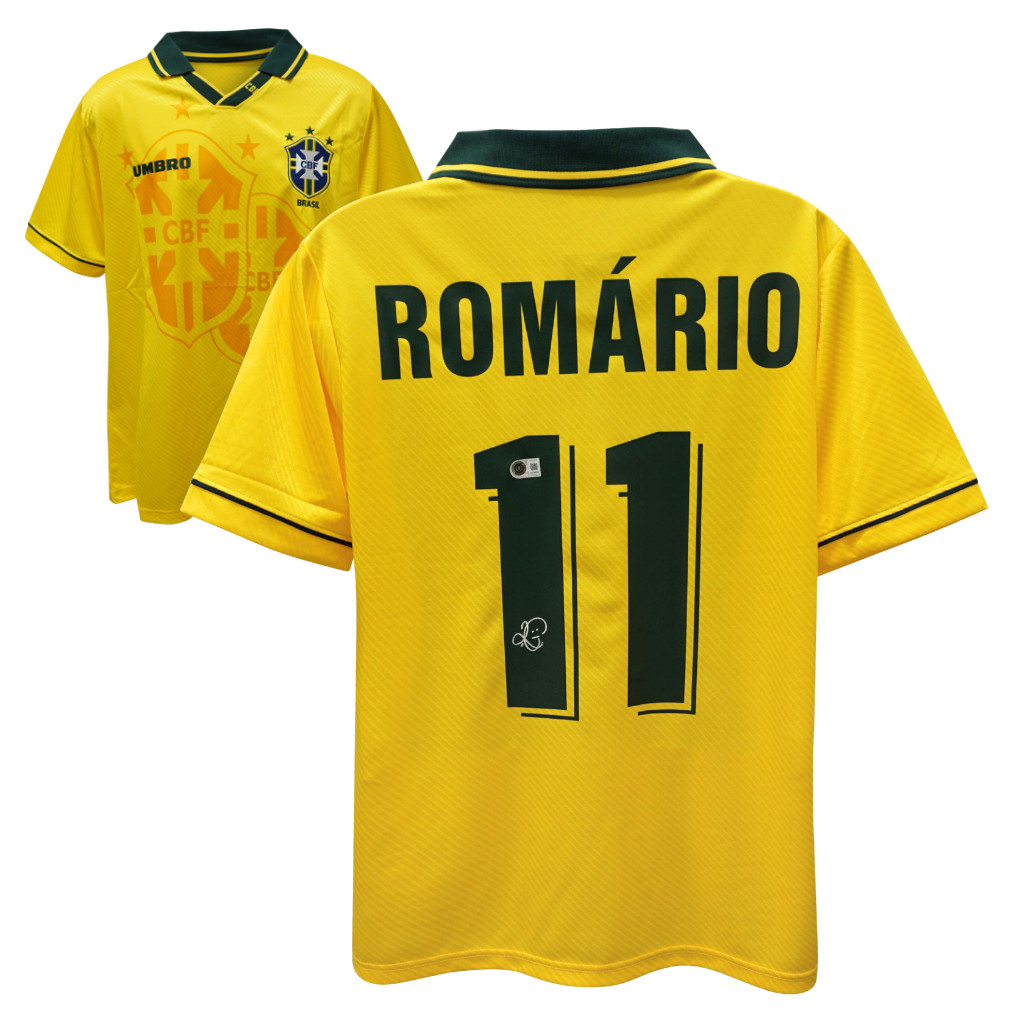Romario Signed Brazil FC Home Soccer Jersey #11 with Beckett COA