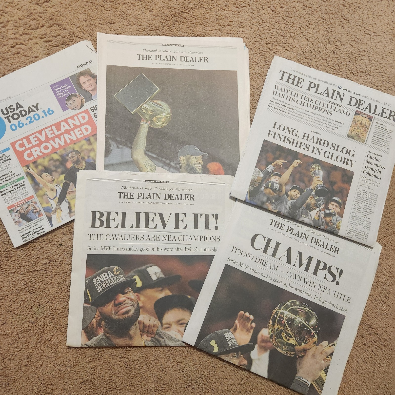 2016 Cleveland Cavaliers PD & USA Today Newspapers Championship Coverage - Orig. 2016 Cleveland Cavaliers PD & USA Today Newspapers Championship Coverage - Orig.
