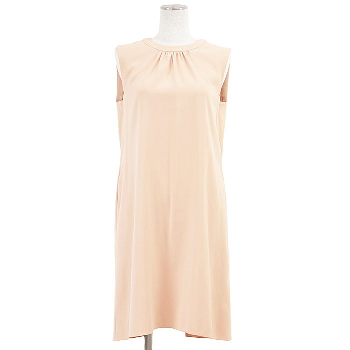 FOXEY NEW YORK Sleeveless Dress 100%-Polyester Gathered Women Size 38 Pink beige