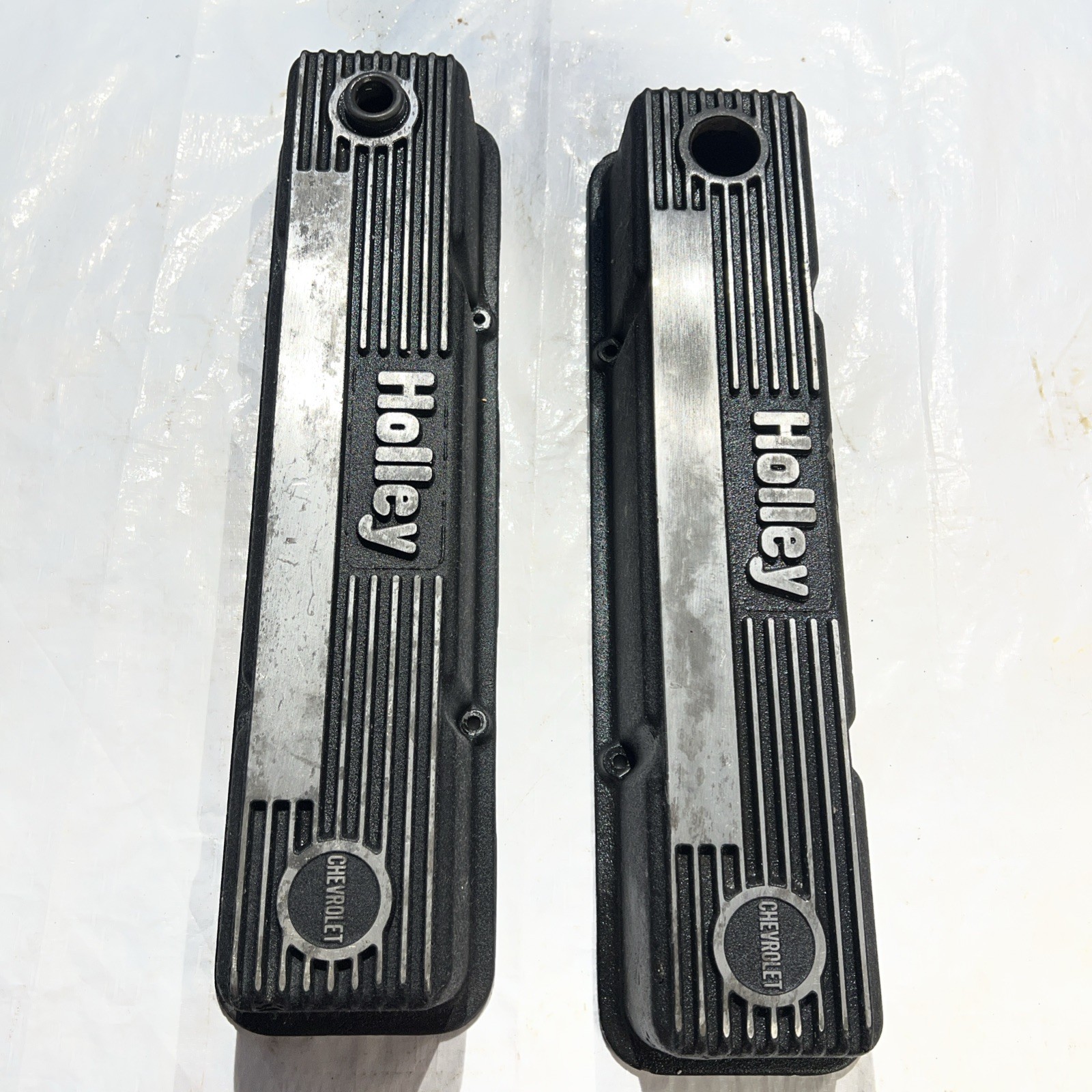 Vintage Holley 140R-50B Small Block Chevy Aluminum Valve Covers – Pair