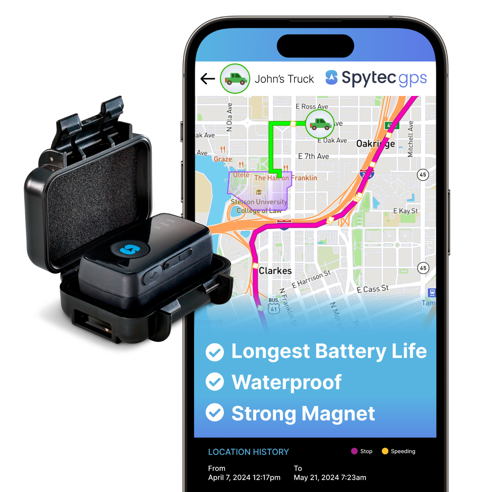 Spytec GPS Portable GPS Tracker for Cars Trucks Vehicles and Loved Ones w/ Case