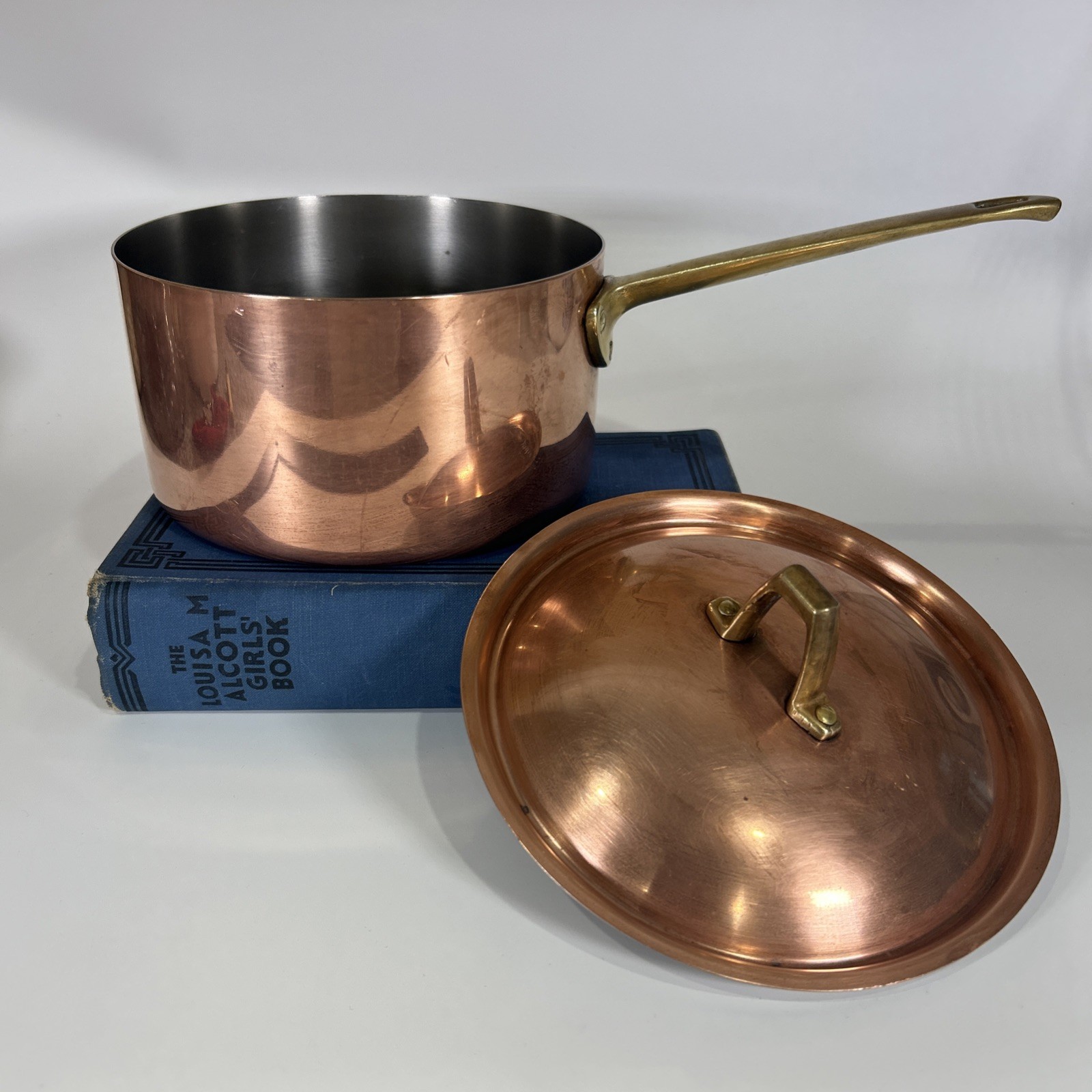 Vtg Paul Revere 1801 USA Saucepan Solid Copper Pot Lid Signature Collection 2 Qt