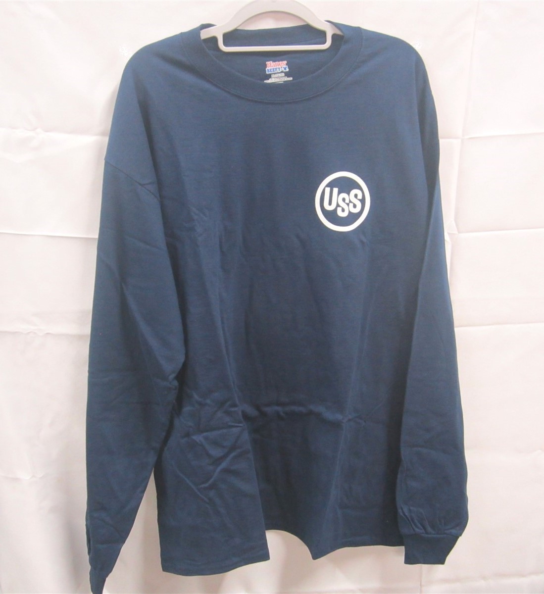 US Steel Mens Size XL 100% Cotton Navy Blue Long Sleeve Work Shirt 