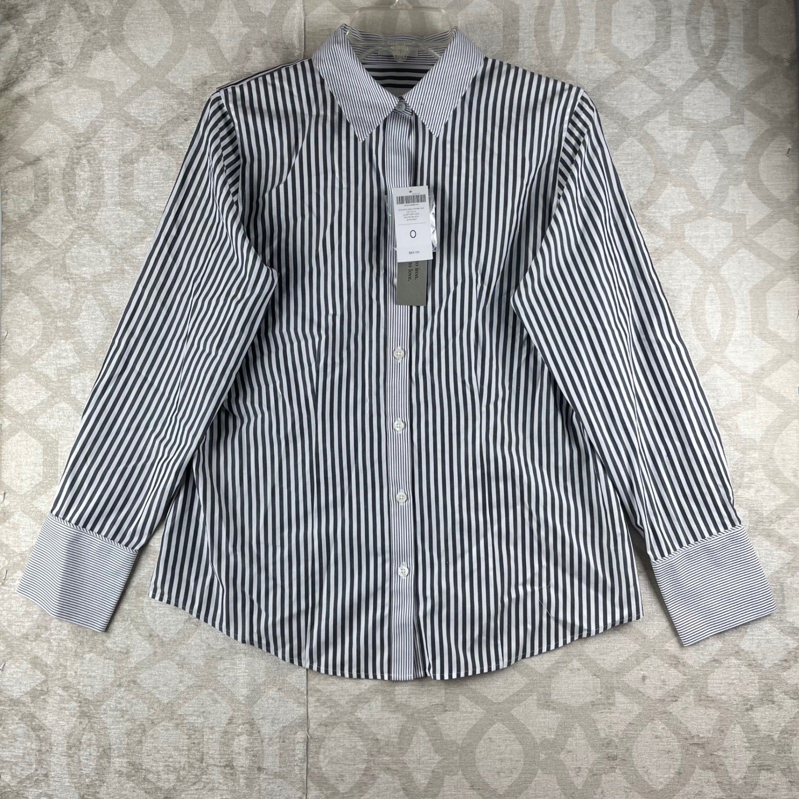 Chico\'s Effortless Stripe Mix Natalia Women 0 S White Black NWT Cotton Shirt