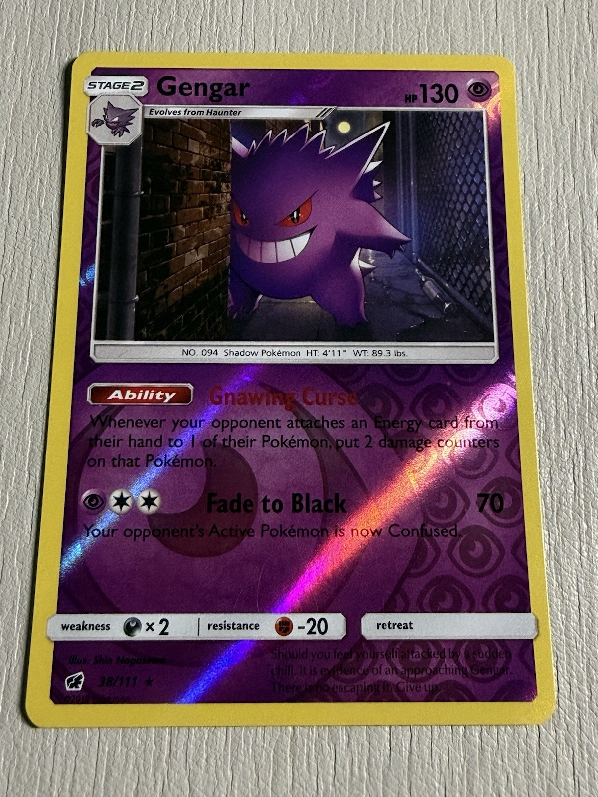Gengar 38/111 Sm-Crimson Invasion Reverse Holo