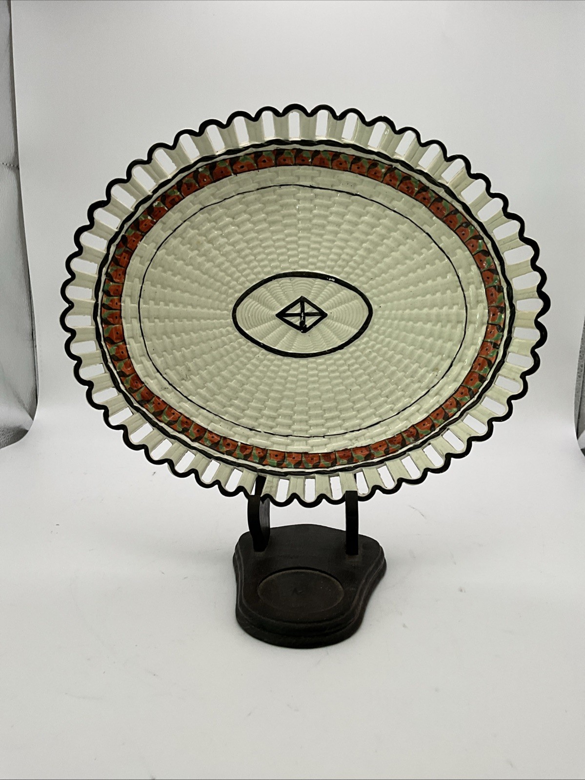 Antique Wedgwood Etruscan Creamware Pierced Rim Oval Platter Neale Bailey