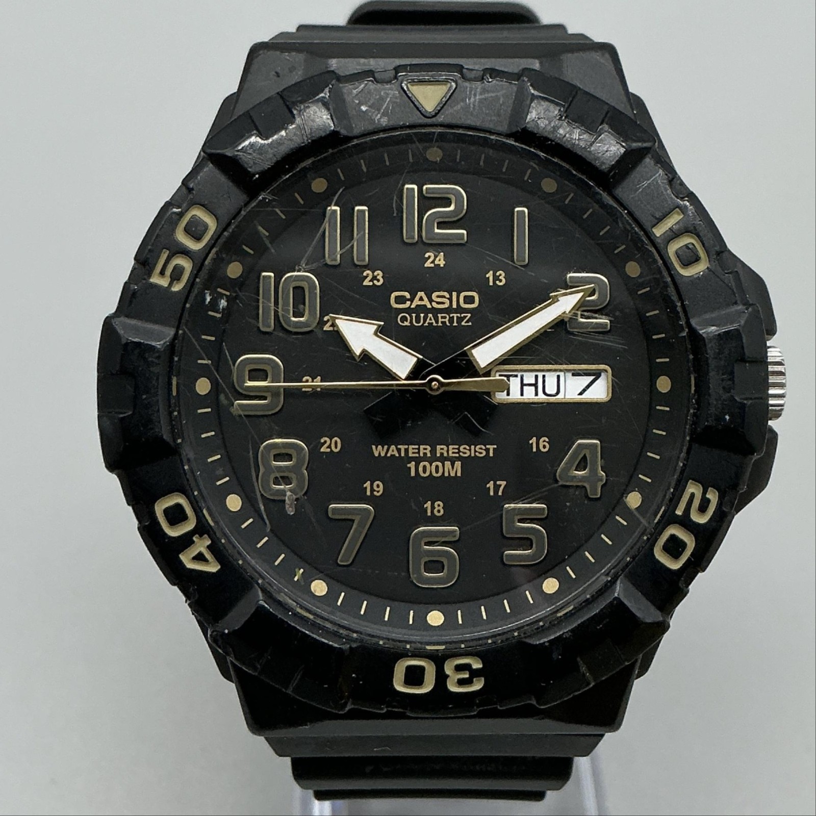 Casio MRW-210H Mens Watch 50mm Black Dial Black Resin Day Date 100M WR