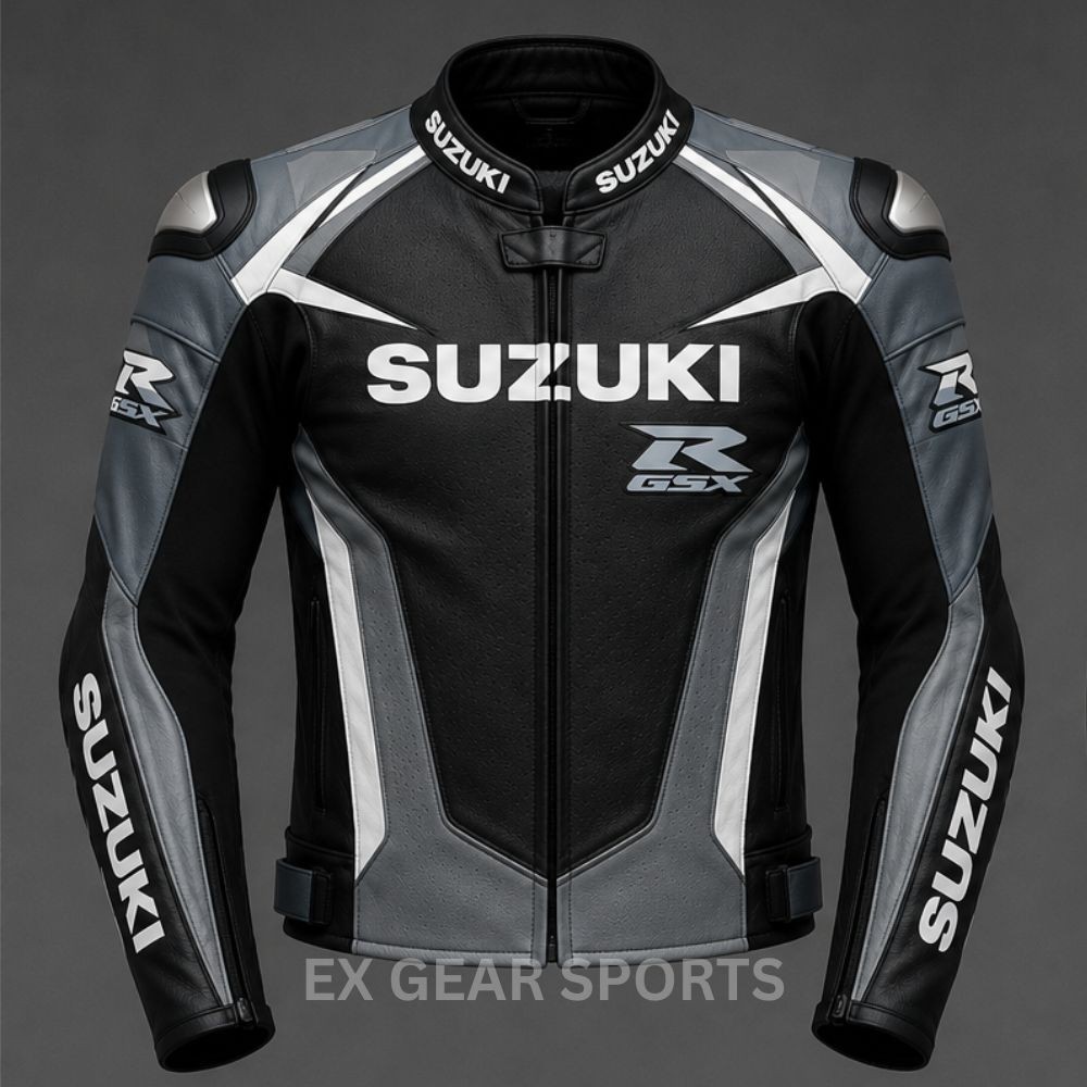 Suzuki GSXR Biker Motorcycle Leather Jacket Sports Motorbike Racing Men Jackets