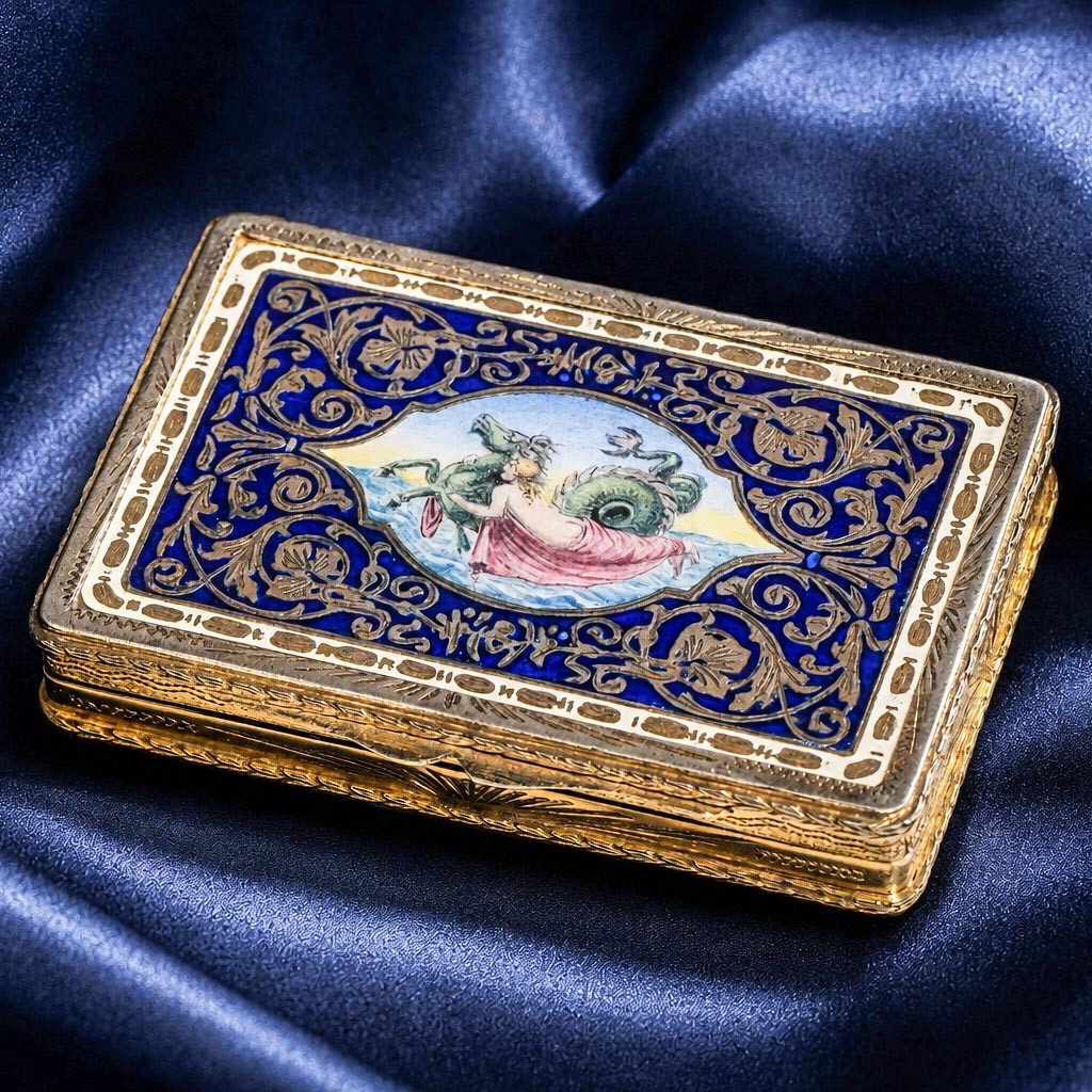 Neoclassical Antique Continental 800 Silver Gold Gilt Enamel Snuff Box Neoclassical Antique Continental 800 Silver Gold Gilt Enamel Snuff Box