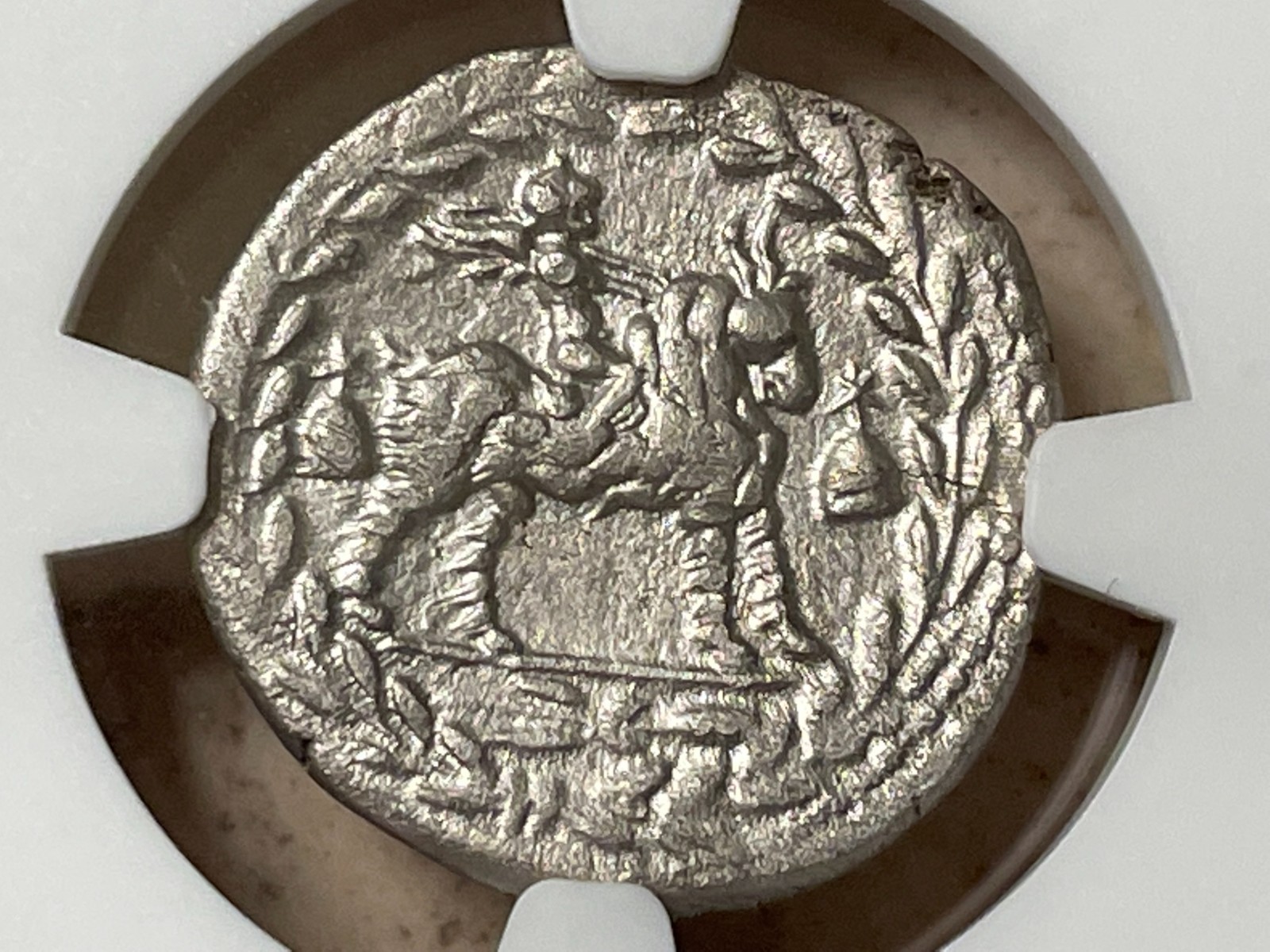 Roman Republic Mn. Fonteius C.f. AR Denarius NGC XF 85BC Roman Republic Mn. Fonteius C.f. AR Denarius NGC XF 85BC