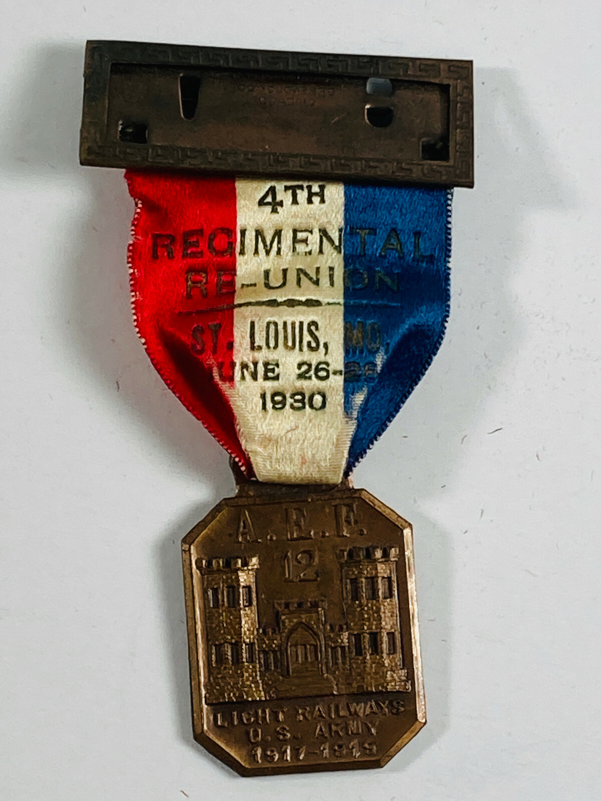 1930 A.E.F. Regimental Reunion Ribbon Medal AEF 12 1917-1919 St. Louis MO 1930 A.E.F. Regimental Reunion Ribbon Medal AEF 12 1917-1919 St. Louis MO
