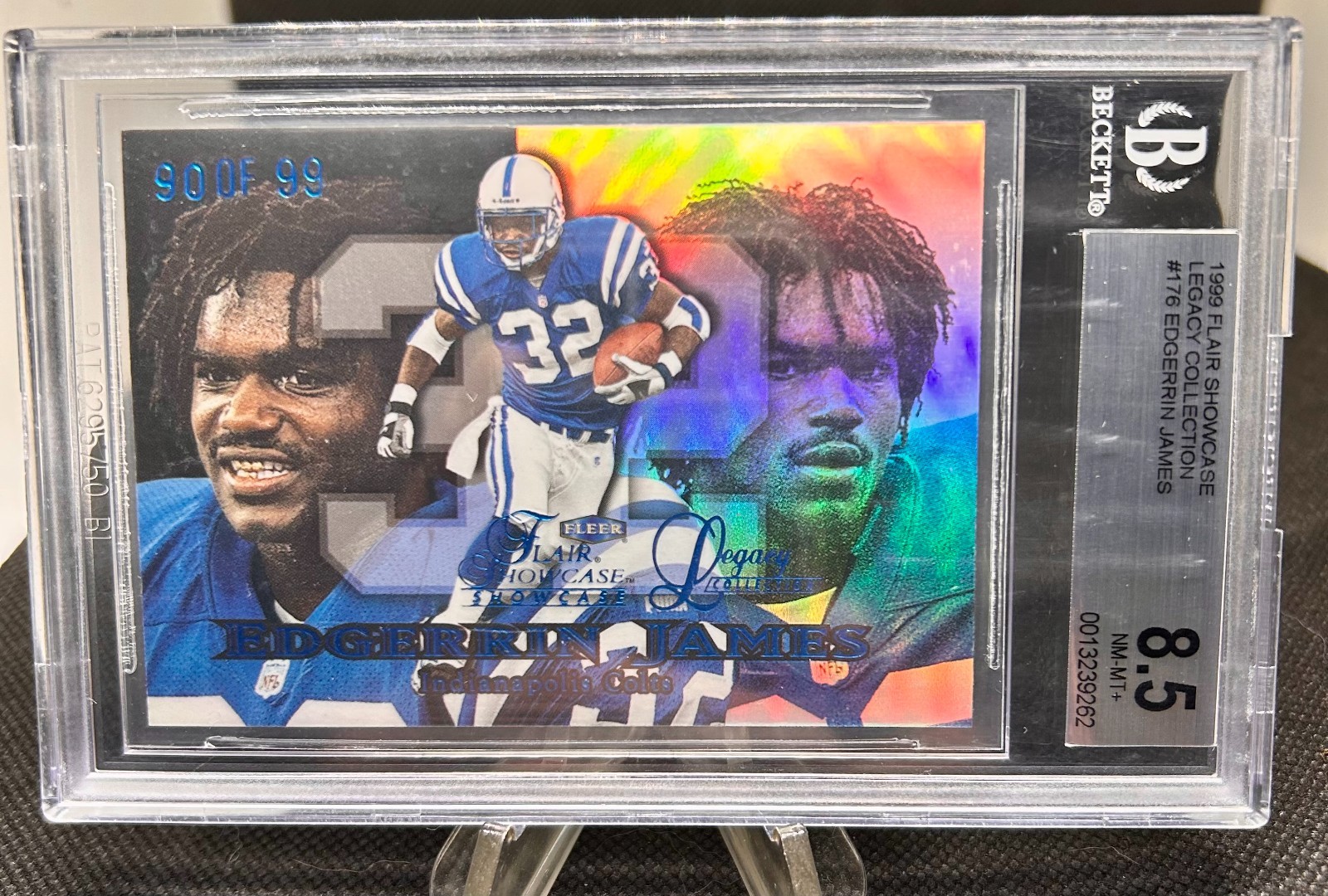 1999 Flair Showcase Legacy Collection-Edgerrin James-Blue RC SSP#90/99-BGS 8.5