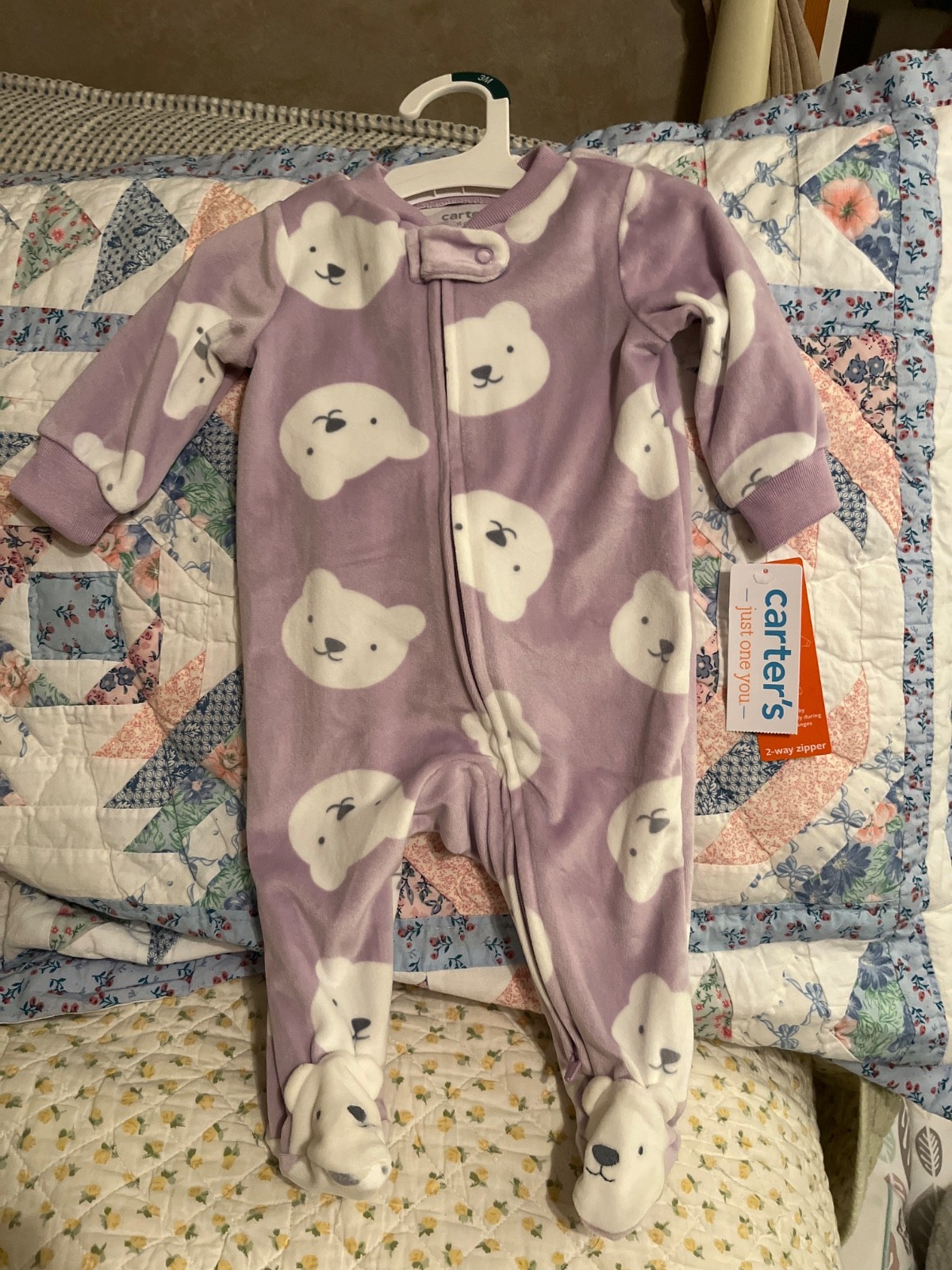 Carter's NWT 3M baby girl sleep or play 2-way zipper